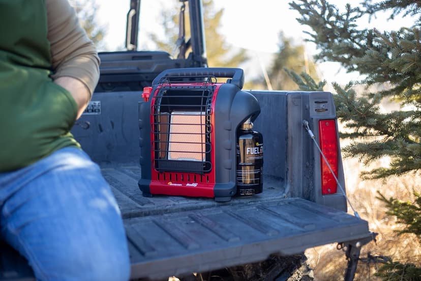Mr. Heater Portable Buddy Heater MH9BX 4,000-9,000 BTU Indoor-Safe Propane Radiant Heater For Campers, Workshops, Job Sites, Patios & More - Red, Black