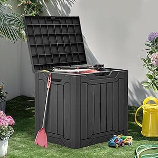 YITAHOME 31 Gallon Resin Deck Box Outdoor Storage Box and Waterproof Package Delivery Box with Lockable Lid for Patio Furniture, GardenTools, Pool Supplies, Black