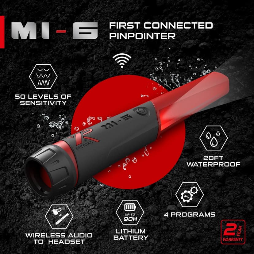 XP Metal Detectors MI-6 Pinpointer, with Wireless connectivity to The Deus II, Deus & ORX Metal detectors, by XP Metal Detectors to be Used by All detectorists (MI-6-AM)