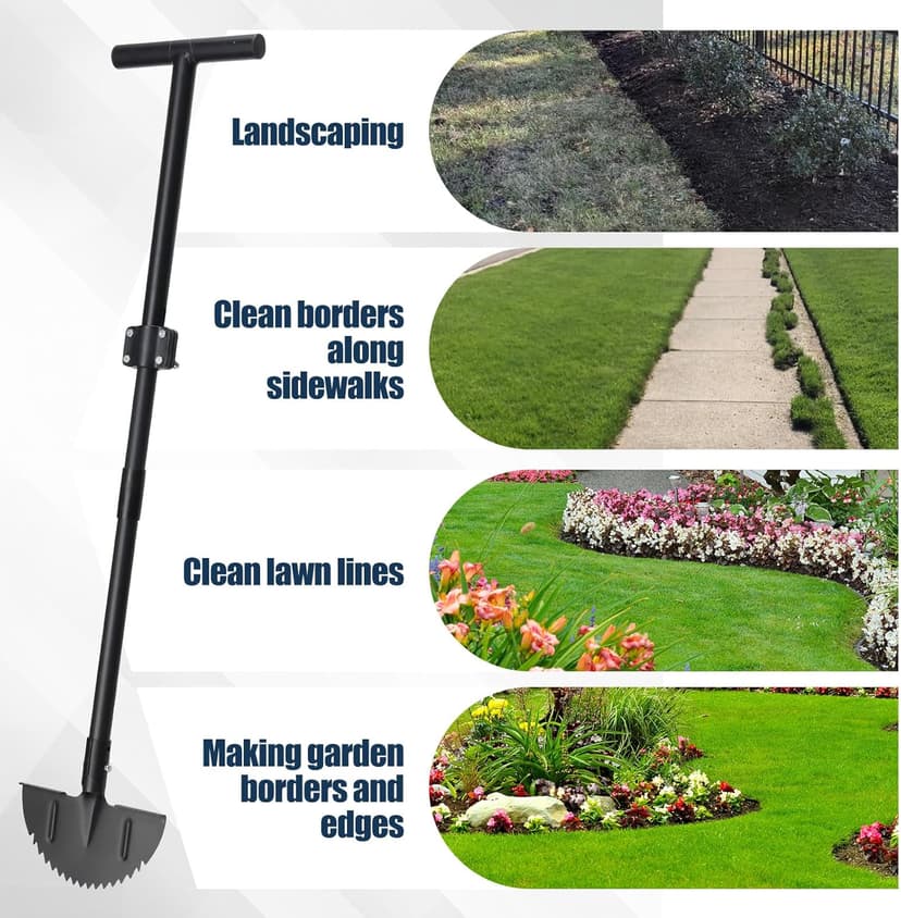 Professional Edger Lawn Tool – 36 inch Heavy Duty Stainless Steel Weed Cutter Tool with Ergonomic Metal Handle – Perfect for Garden, Yard Landscaping, and Turf Trimming, Black