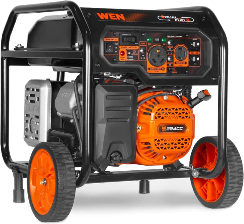 WEN 5,600-Watt Dual Fuel Portable Generator with Wheel Kit, Electric Start, and CO Watchdog (DF5600X)