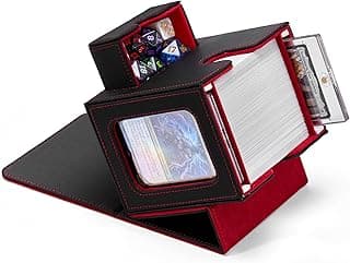 MTG Commander Deck Box with Dual Commander Display, Patented Card Deck Box Fits 100 Double-Sleeved Cards, MTG Card Case with Dice Tray, 2 Dividers, 2 Magnetic Holders, Black & Red