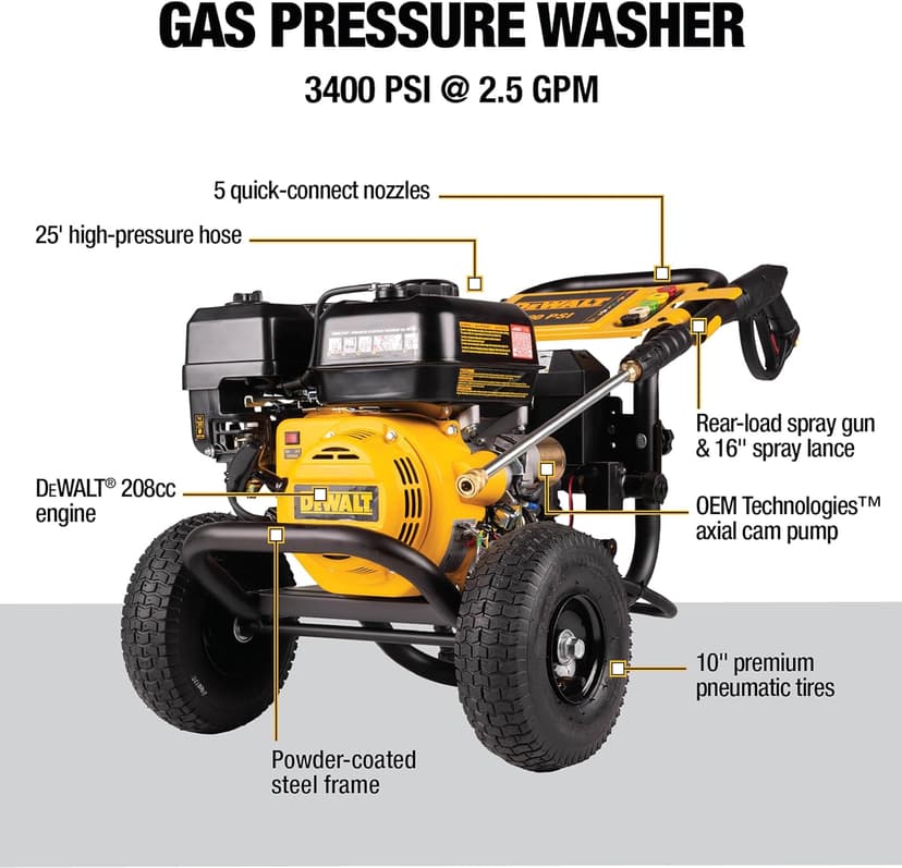 Dewalt 61110S 3400 PSI at 2.5 GPM Cold Water Gas Pressure Washer with Electric Start