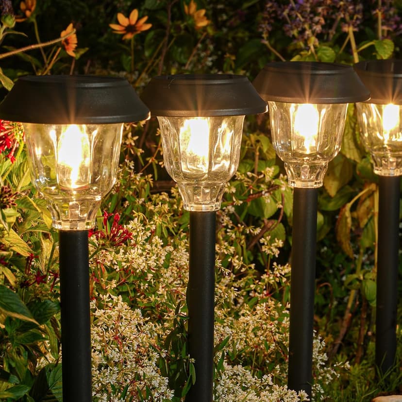 Solar Lights Outdoor, 6 Pack Solar Pathway Lights Waterproof, Metal Glass Outdoor Solar Lights, Auto On/Off Solar Outdoor Lights for Garden Yard Path Walkway Driveway