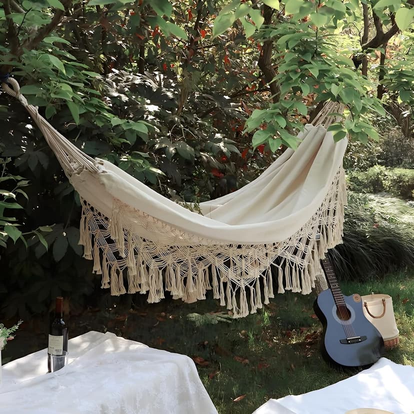 Boho Hammock Macrame Hammock with Elegant Tassels for Patio, Yard, Beach Wedding Decor, Outdoor and Indoor, Gift for studens, Gifts for Girl,. Gift for Women