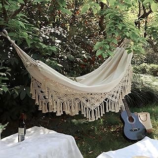 Boho Hammock Macrame Hammock with Elegant Tassels for Patio, Yard, Beach Wedding Decor, Outdoor and Indoor, Gift for studens, Gifts for Girl,. Gift for Women