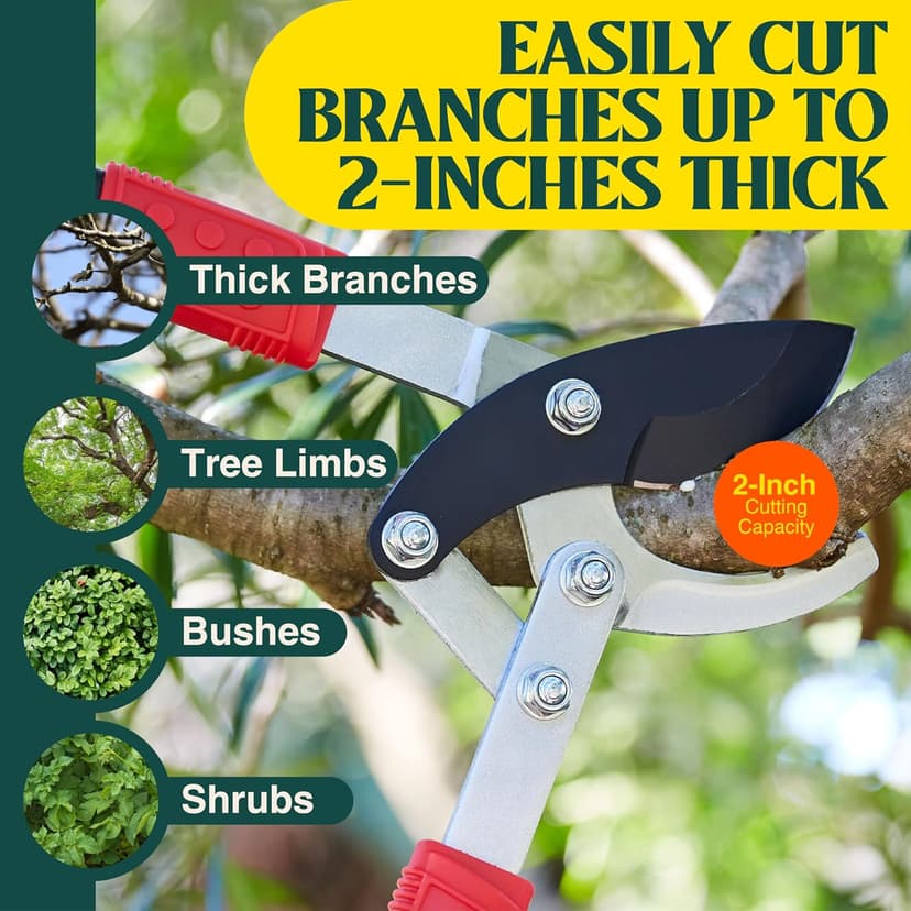 PowerPRO Compound Action 29" Bypass Loppers - Use as loppers for tree trimming, branch cutters, heavy-duty garden pruning tree clippers, lopping shears