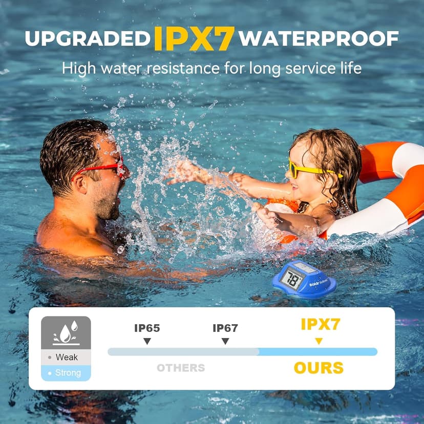 Pool Thermometer Solar Digital Floating, High Precision Large Screen Without Fogging with Double-Sided Display Screen for Swimming Pool, Aquarium, Spa, Hot Spring, Ponds