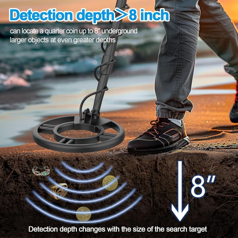 OMMO Metal Detector for Adults With Adjustable Stem, 5 Detection Modes, Higher Accuracy Gold Detector, IP68 Waterproof Coil for Detecting Treasure