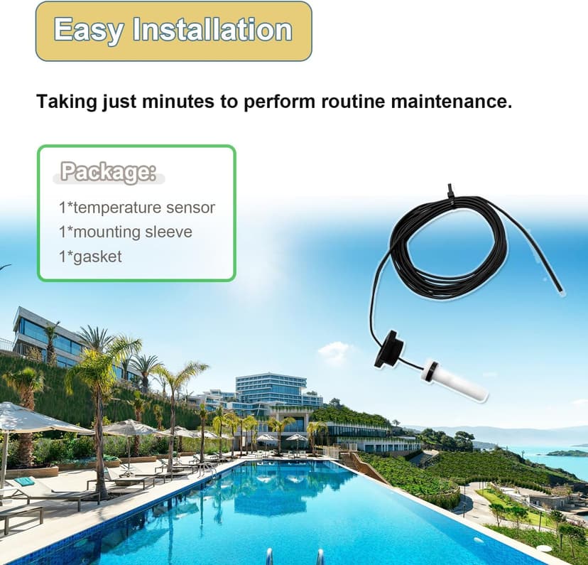 Upgraded R0456500 Temperature Sensor, for Zodiac Jandy Legacy LRZE / LRZM / JXI / LXI 125 175 200 250 260 300 325 400 Pool / Spa Heaters, Replace R0456600 R0523900 R0477300 6204-209 Thermistor Sensor