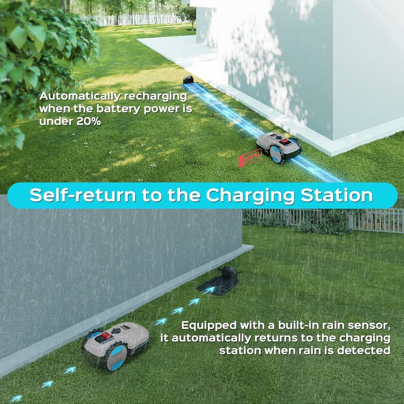 App-Controlled Robotic Mower – Auto-Charging, Adjustable Height, for Lawns up to 4300 sq.ft