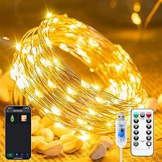 Minetom USB Fairy Lights Plug in, 33 ft 100 LED Twinkle String Lights with Remote and Timer, Waterproof 8 Modes for Bedroom Indoor Wreath DIY Party Wedding Christmas Holiday Decoration, Warm White