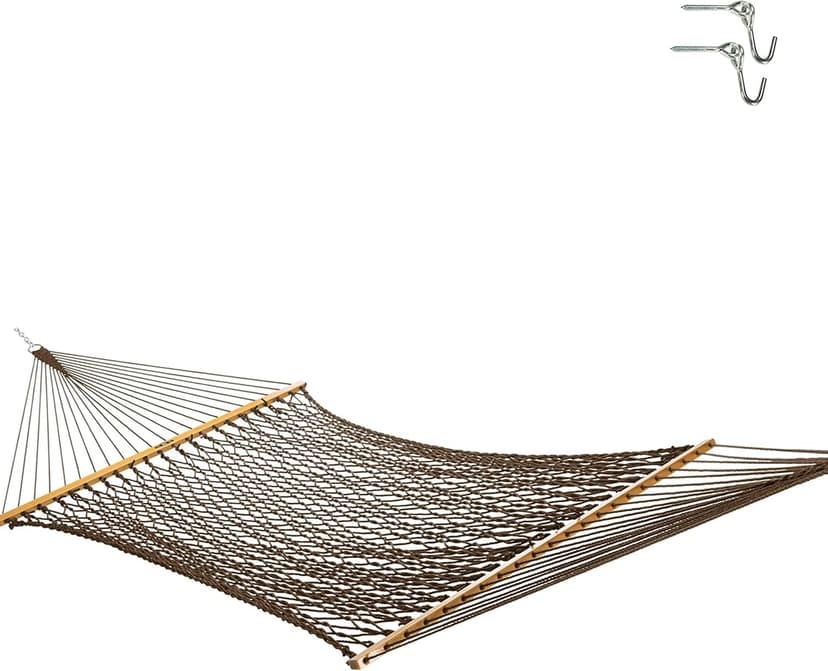 Original Pawleys Island 13DCAB Large Antique Brown DURACORD Rope Hammock with Extension Chains & Tree Hooks, Handcrafted in The USA, Accommodates 2 People, 450 LB Weight Capacity, 13 ft. x 55 in.