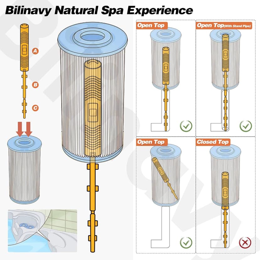 Spa in-Filter Mineral Sticks Parts for Hot Tub Filter Cartridge, Last for 4 Months, Yellow, 2PCS