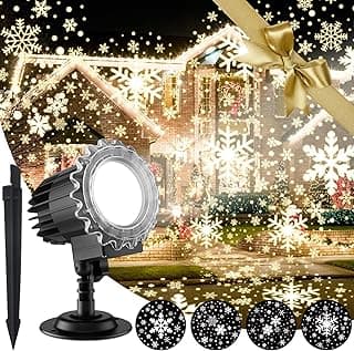 Christmas Snowflake Projector Lights, Indoor Outdoor Snowfall Projection High Definition LED Lighting Lamp, Waterproof Snow Fall Light Show for Holiday/Party/Garden/Yard/Patio/Landscape (9W)