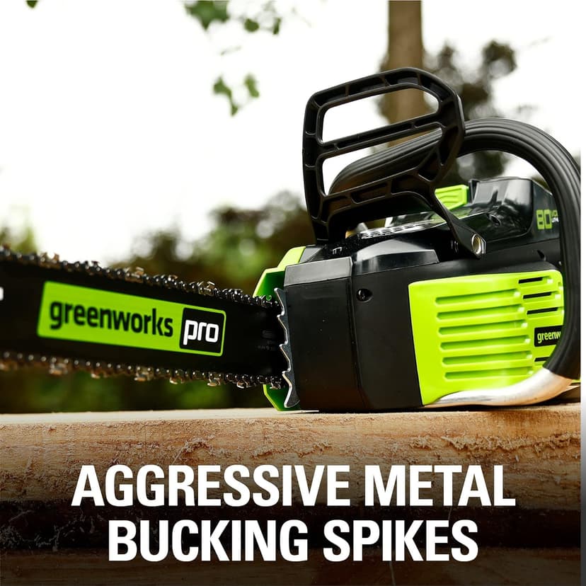 Greenworks 80V 18" Brushless Cordless Chainsaw (Great for Tree Felling, Limbing, Pruning, and Firewood) / 75+ Compatible Tools), Tool Only, Black & Green