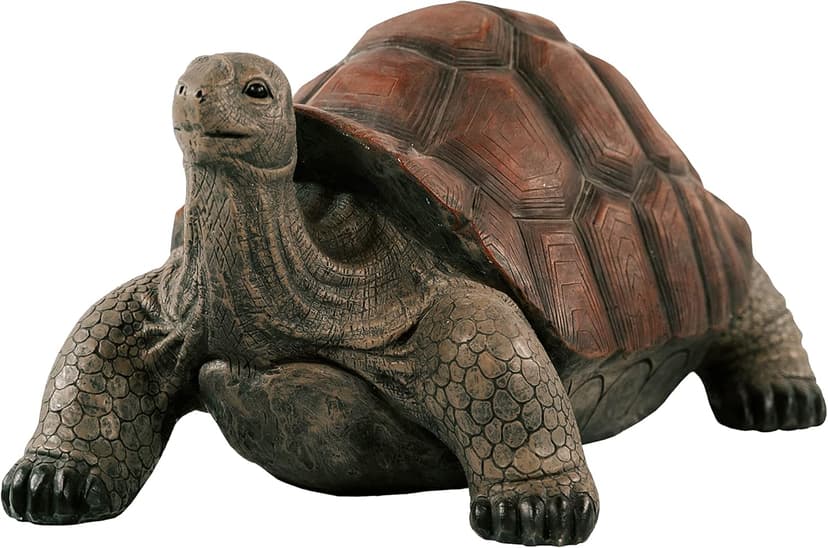 XBrand 28" L Brown and Black Concrete/MgO Walking Tortoise Statue, Indoor or Outdoor Décor, Garden Sculptures, Turtle Garden Statue