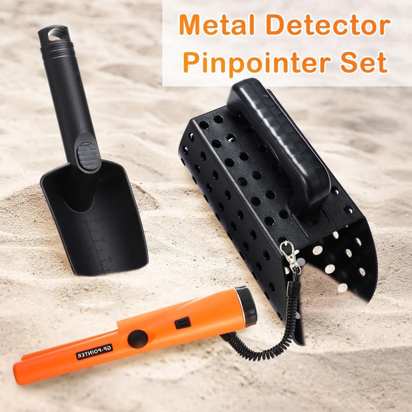 Metal Detector Kit Accessories Include Metal Detector Pinpointer, Sand Sifter Scoop, Shovel Glove, Finds Bag, Semi Waterproof Detection Handheld Pin Pointer Wand Accessories for Adult Treasure Hunting