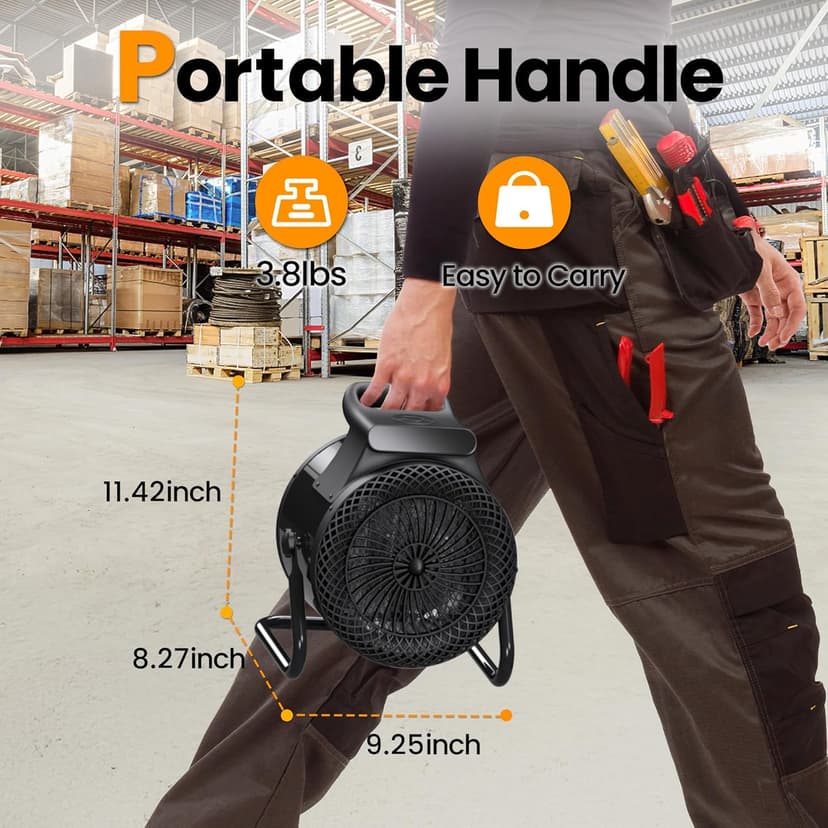 Outdoor Heaters for Patio, 1500W Electric Garage Heater with Remote Thermostat 3S Fast Heating, Overheat Protection, PTC Ceramic Heater with 3 Modes for Greenhouse, Camping Tent Indoor Use