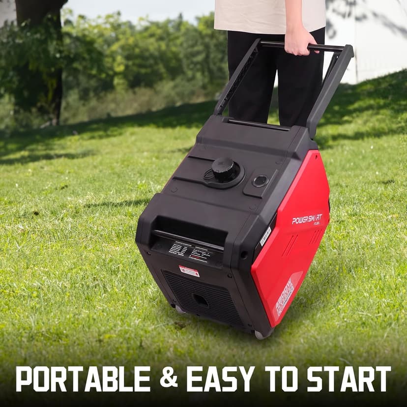 PowerSmart 4800-Watt Portable Inverter Generator with Wheels Handle Kit, CO Sensor, Quiet, RV-Ready, HB5046C