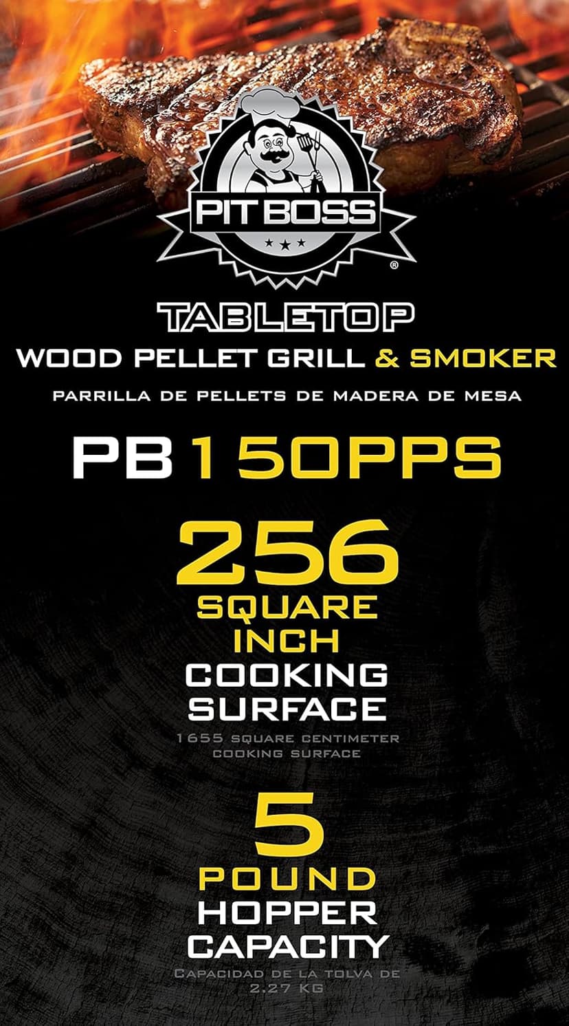 PIT BOSS 10697 Table Top Wood Grill With Temperature Control, Mahogany