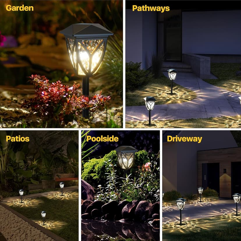 Ensenior 8-Pack Solar Lights Outdoor, 3000K LED Solar Garden Lights for Pathway, Yard, Patio, Walkway, Planter, Waterproof, Energy-Efficient Landscape Lighting