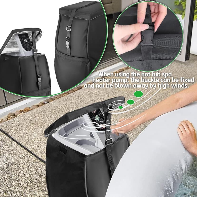Hot Tub Spa Heater Pump Cover Black - Weatherproof Water Pump Cover for Winter Freeze Protection - Compatible with Heating Pumps with 3 Connectors(Cover Only)