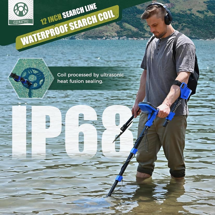 Metal Detector for Adults Waterproof-Professional Higher Accuracy Gold Detector with LCD Display,5 Mode,Advanced DSP Chip 12" Coil Metal Detector