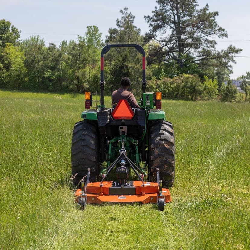 Titan Attachments 3 Point PTO Finish Mower, 60" Cutting Width, Category 1 Hitch, Rear Discharge, Requires 25-40 HP Tractor, Low-Noise Cast Iron Gearbox, Orange Finish