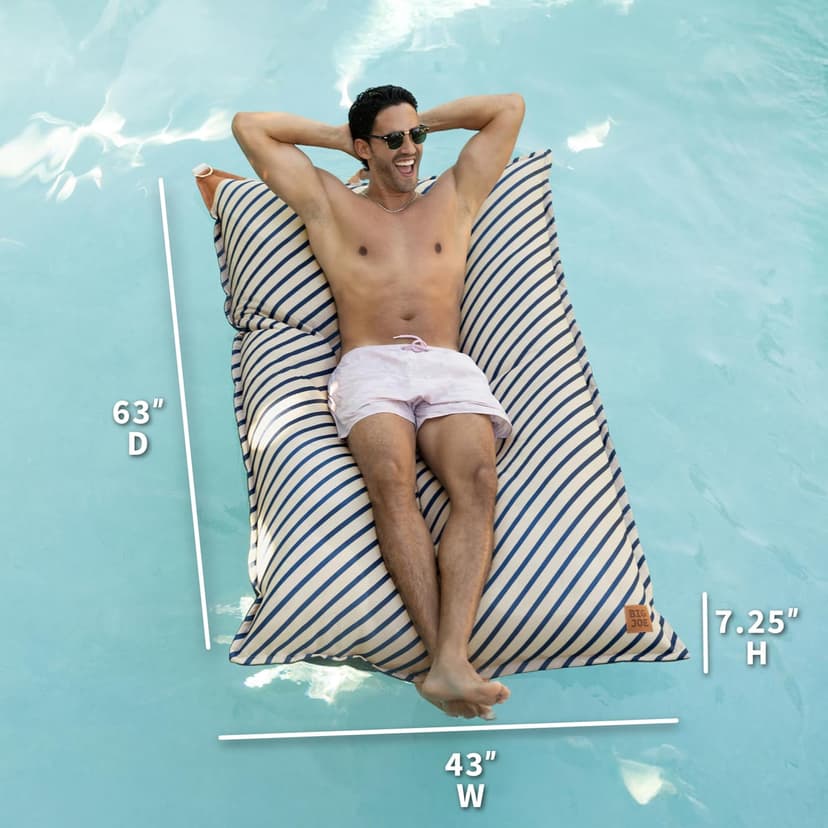 Big Joe Lux Lagoon Lounger Pool Float, Navy and Ivory Cape Stripe, Premier Mesh, Durable UV Protected Polyester Blend, No Inflation Needed