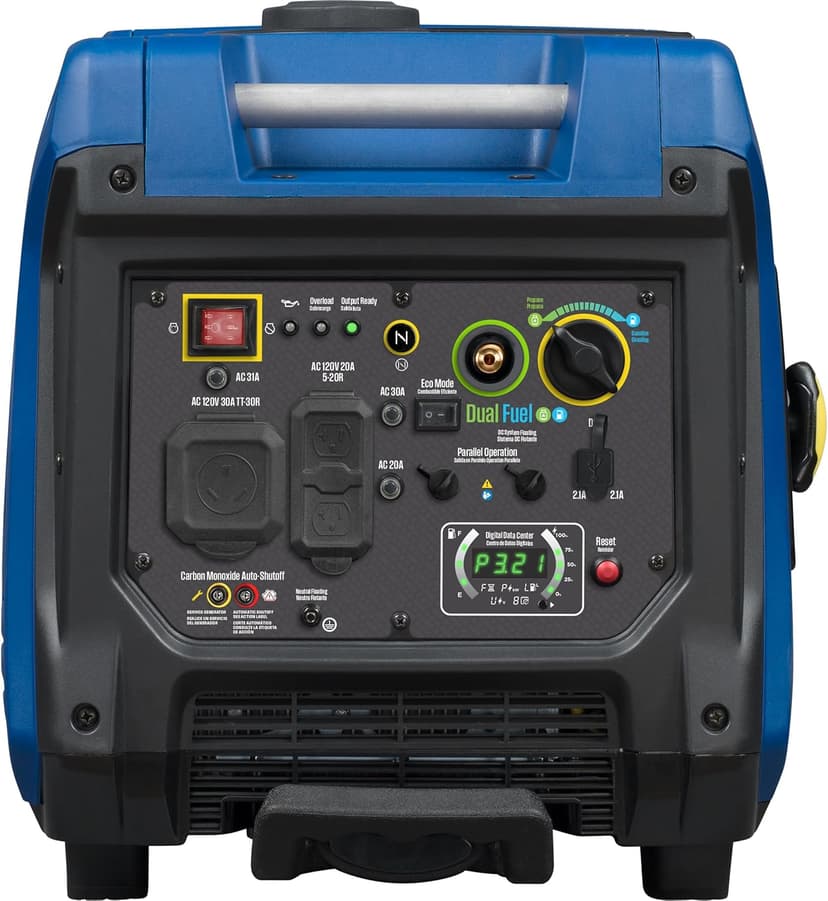 Westinghouse 5000 Peak Watt Super Quiet Dual Fuel Portable Inverter Generator, Wheel & Handle Kit, Gas & Propane Powered, RV Ready, CO Sensor, Parallel Capable