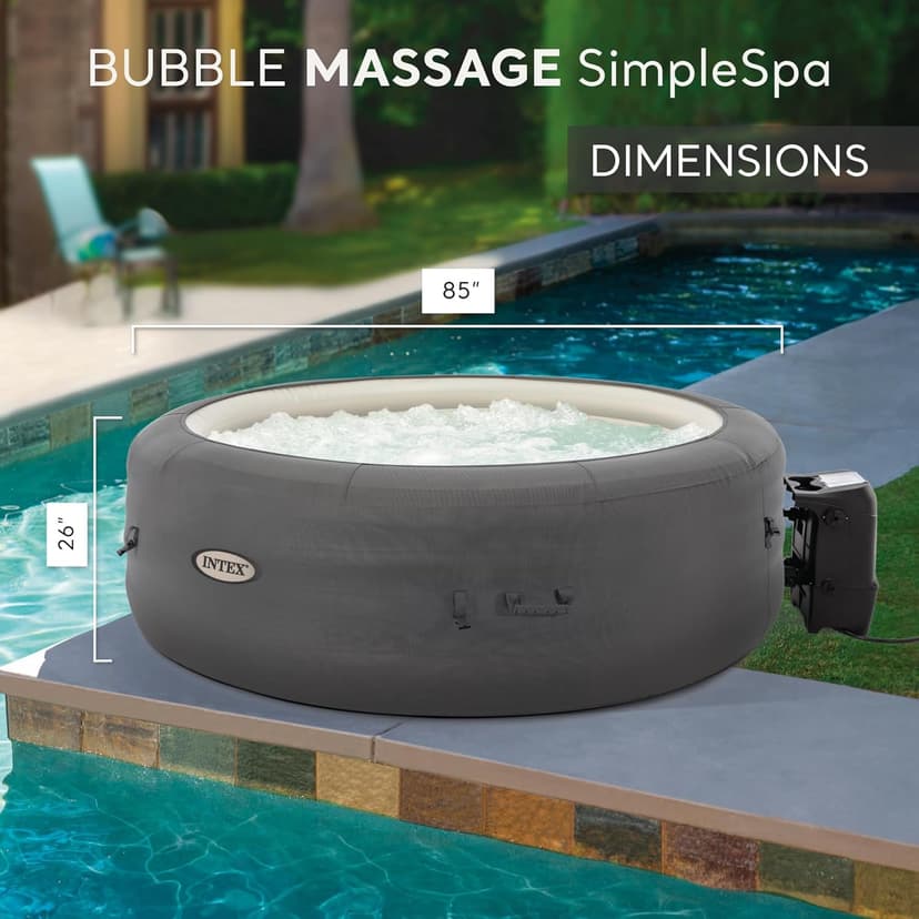 INTEX SimpleSpa Inflatable Hot Tub, 6 Person Bubble Massage Spa with Built-in Pump and Energy Efficient Cover