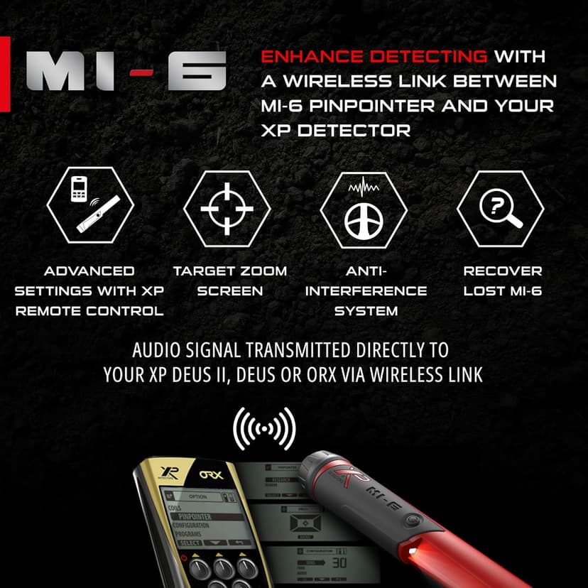 XP Metal Detectors MI-6 Pinpointer, with Wireless connectivity to The Deus II, Deus & ORX Metal detectors, by XP Metal Detectors to be Used by All detectorists (MI-6-AM)
