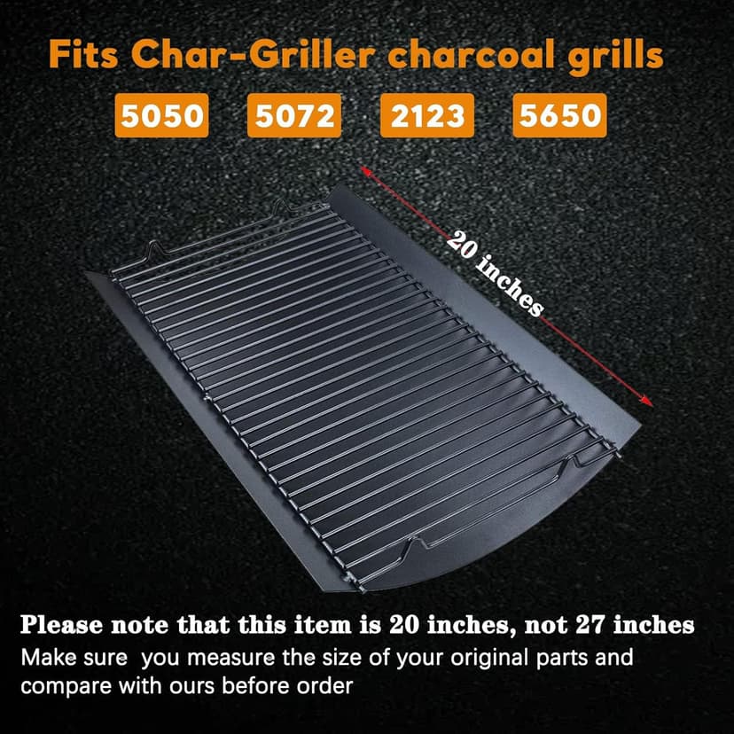 Uniflasy 20 Inches Ash Pan/Ash Grate for Chargriller 5050, 5072, 5650, 2123, 2223, 2823 Charcoal Grills, Char-Griller Model 200157, Chargriller Replacement Part with 2pcs Fire Grate Hanger