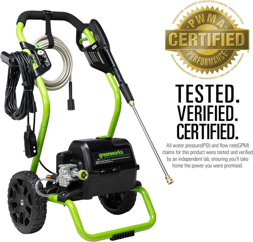 Greenworks 2000 Max PSI @ 1.1 GPM (13 Amp) Electric Pressure Washer GPW2000-1RG + Surface Cleaner Universal Attachment 30012
