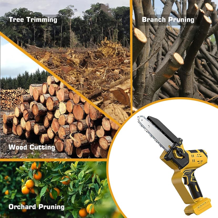 Mini Chainsaw for Dewalt 20V MAX Battery, Auto-Oiler, 8-Inch and 6-Inch 2-IN-1 Brushless Cordless Pruning Chainsaw, Battery Powered Mini Chainsaw for Wood Cutting (Tools only)