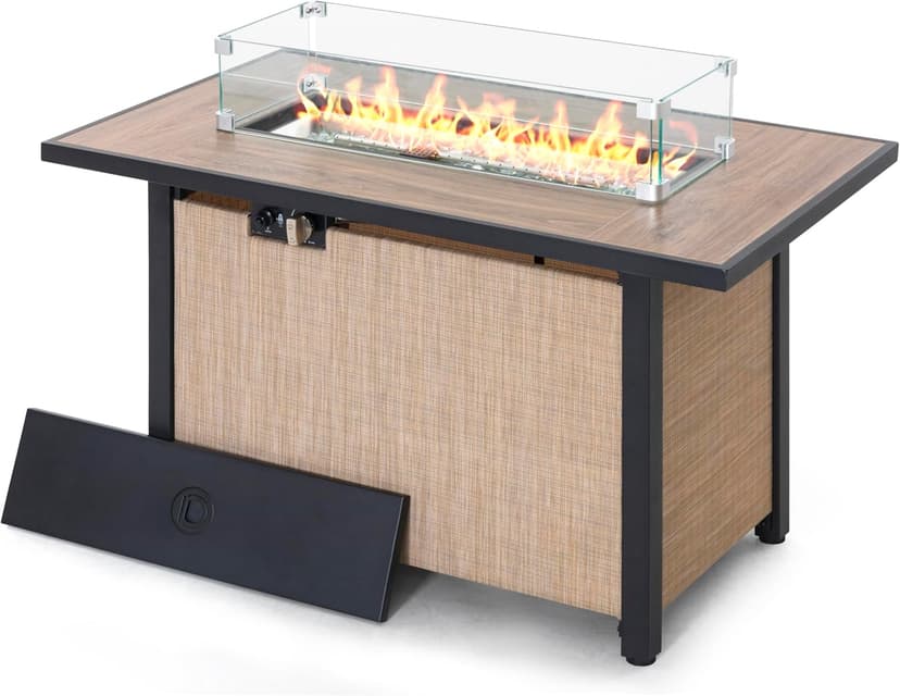 Nuu Garden Fire Pit Wind Guard for Rectangular Fire Pit Table 29'' x 10'' x 6" Sturdy and Durable Flame Protective Transparent Tempered Glass Guard with Aluminum Alloy Corner Bracket
