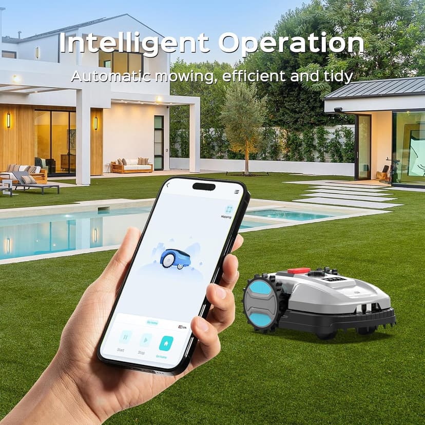 App-Controlled Robotic Mower – Auto-Charging, Adjustable Height, for Lawns up to 4300 sq.ft
