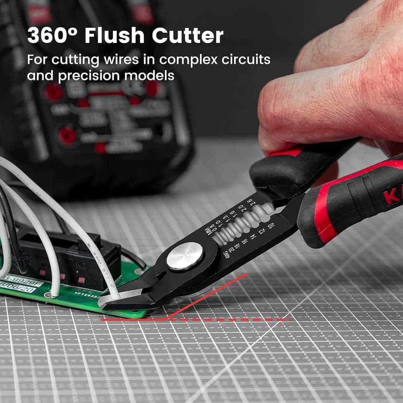 KAIWEETS Wire Cutters 6-Inch Flush cutter with Supplementary Stripping, Cutting Pliers, Handy and Slim Diagonal Cutters, Side Cutting Pliers, Sharp Snip, Safety Lock