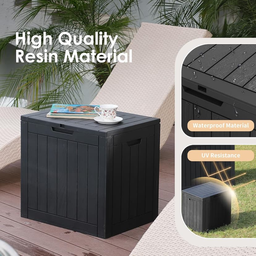 DRATO Deck Boxes, 31 Gallon Outdoor Storage Box for Patio Cushion, Sports Equipment, Garden Tools, Waterproof and UV Resistant, Lockable Black