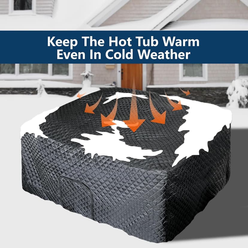 Tlswshsy 72''x27'' Square Insulated Inflatable Hot Tub Thermal Cover, Energy Efficient Hot Tub Cover with Zipper Door, Inflatable Hot Tub Full Coverage for Keeping Warm Extra Insulation and Dustproof