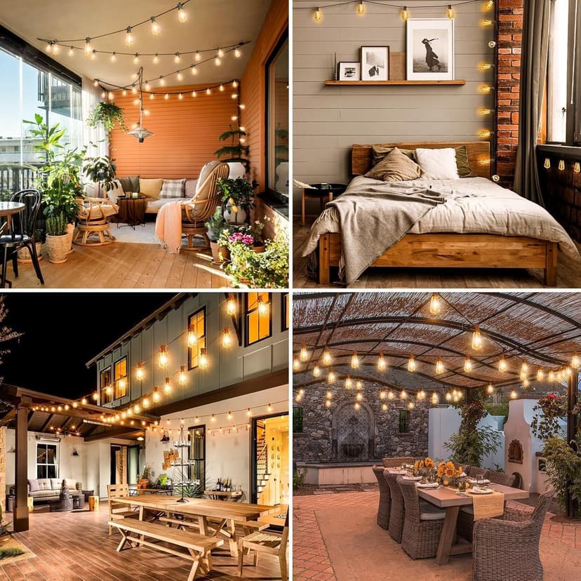 litogo 120FT LED Outdoor String Lights with Dimmer, Waterproof Patio Lights with ST38 Vintage Edison Bulbs, Warm White Outside Hanging Light with Timer for Yard Gazebo Party