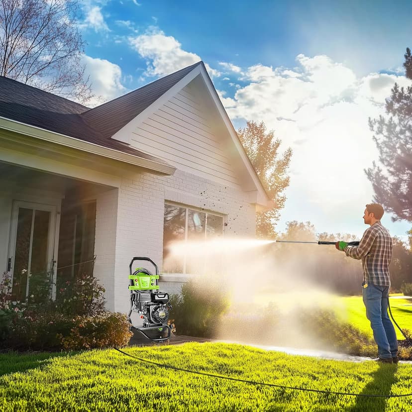 TEANDE Gas Pressure Washer 4200PSI 4.0GPM Power Washer Gas Powered 209CC Engine w/ 5 QC Nozzles, Soap Tank, 25ft Hose for Cleaning Car Driveway Fence Furniture, EPA/CARB/ETL Compliant