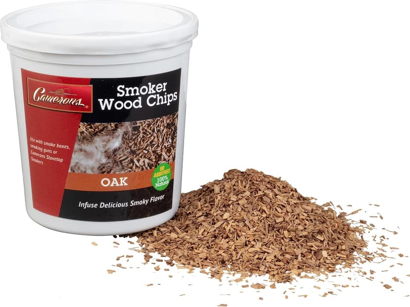 Camerons All Natural Extra Fine Oak BBQ Wood Chips for Smokers (1 Pint, 0.473 L) - Kiln Dried Wood Sawdust Shavings for Cocktail Smoking Guns, Stovetop Smokers, Smoke Boxes - Barbecue Grilling Gifts