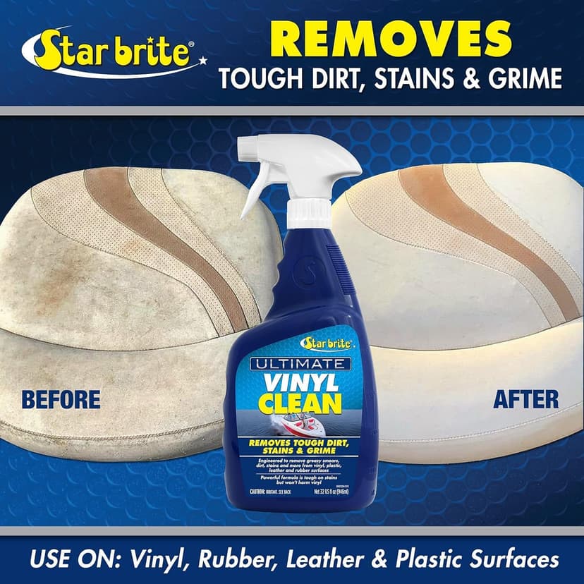STAR BRITE Ultimate Vinyl Clean Spray - Multi-Surface Cleaner for Auto, RV, Home & Boat Upholstery - Vinyl, Rubber, Leather, Plastic + Interior & Exterior Trim - 32 OZ (096232)