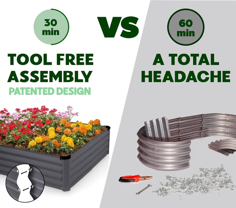 Galvanized Raised Garden Beds Outdoor // 6×3×1 ft Planter Raised Beds for Gardening, Vegetables, Flowers // Large Metal Garden Box // Patented Tool-Free Design (Dark Gray)