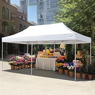 Quictent 10'x20' Heavy Duty Pop up Canopy Tent, Commercial Grade Instant Shelter with Wheeled Bag for Outdoor, Beach, Parties, Markets, 500D Silver Coated UPF 50+ Sun Shield