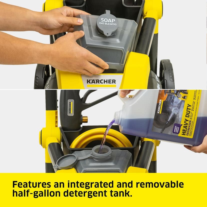 Kärcher Pressure Washer K1900PS, Max 2375 PSI, 3 Spray Nozzles, Detergent Tank, For Cars, Driveways, Siding, Patios, 1.46 max. GPM