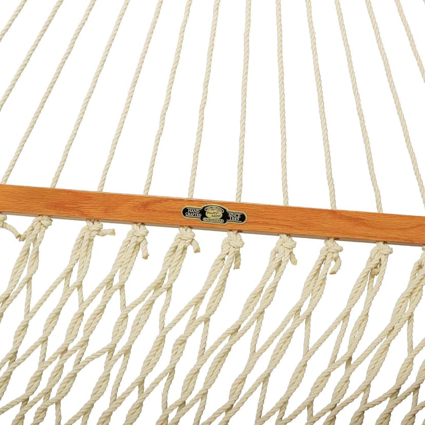 Original Pawleys Island 13DCOT Large Oatmeal DURACORD Rope Hammock with Free Extension Chains & Tree Hooks, Handcrafted in The USA, Accommodates 2 People, 450 LB Weight Capacity, 13 ft. x 55 in.