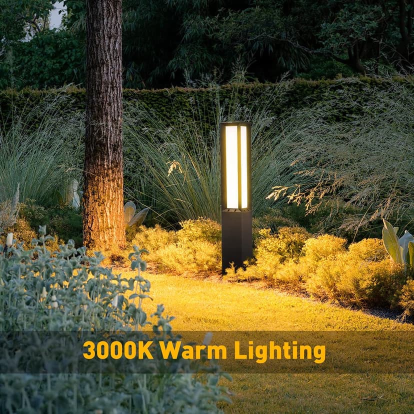 Landscape Path Light, Stainless Steel 8W 800LM Luxury LED Lighting, 32 Inches Modern Outdoor Bollard Lighting for Lawn, Patio, Courtyard and Driveway Decoration